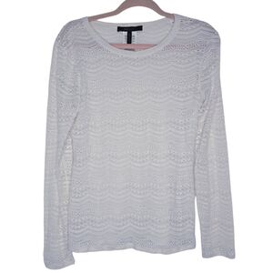 BCBGMaxazria white long-sleeved eyelet lace top